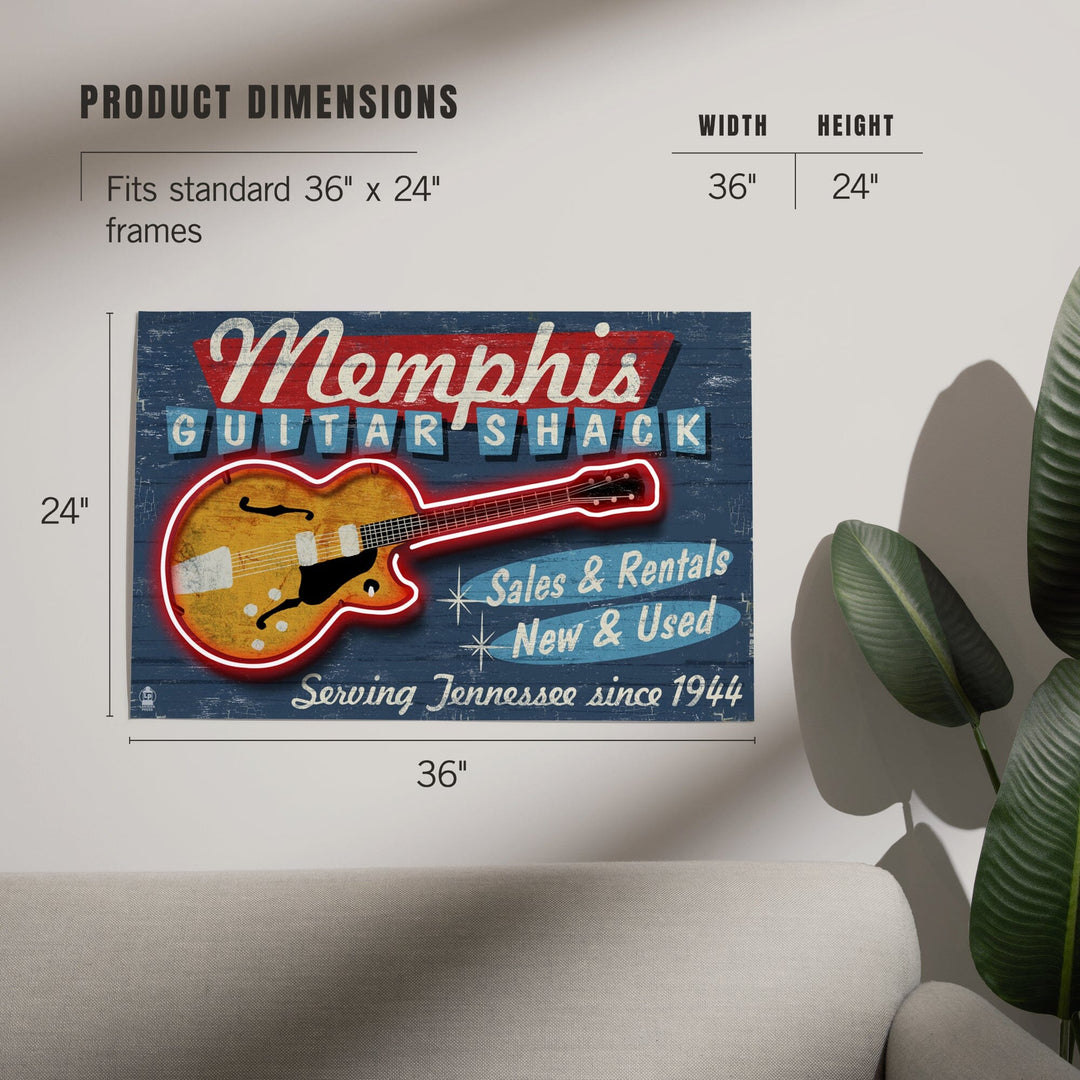 Memphis, Tennessee, Guitar Shack Vintage Sign, Art & Giclee Prints Art Lantern Press 