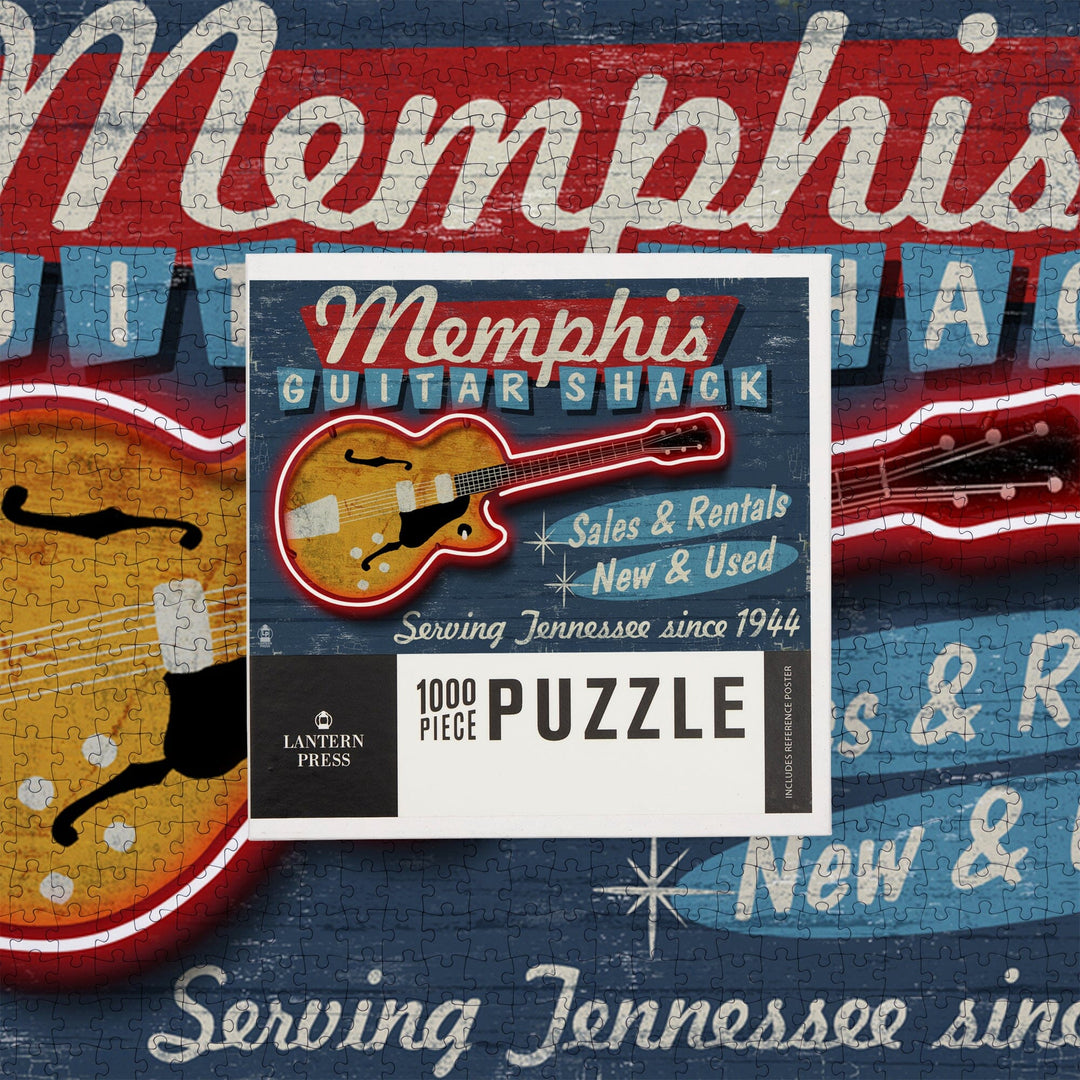 Memphis, Tennessee, Guitar Shack Vintage Sign, Jigsaw Puzzle Puzzle Lantern Press 