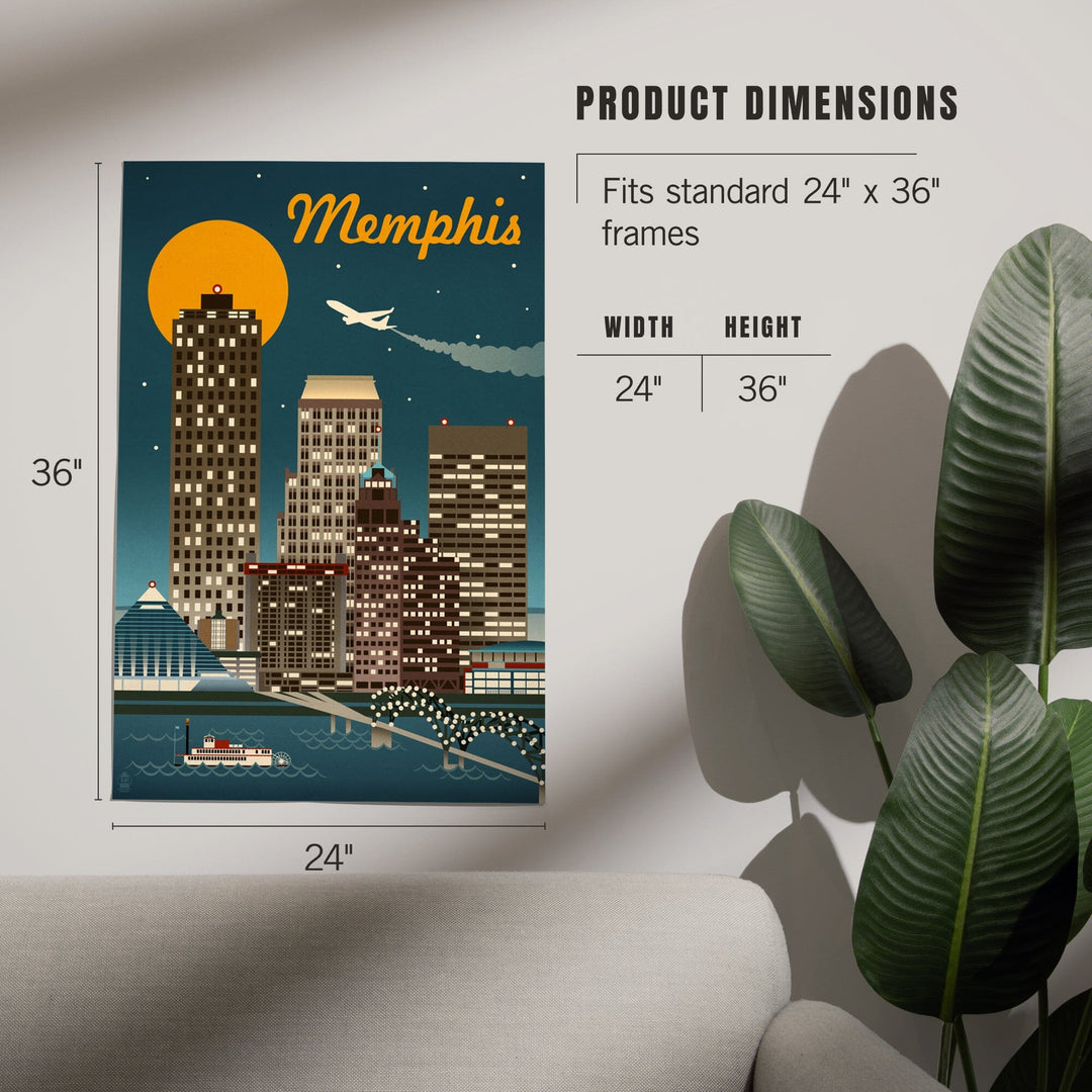 Memphis, Tennessee, Retro Skyline, Art & Giclee Prints Art Lantern Press 