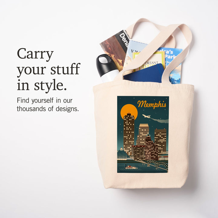 Memphis, Tennessee, Retro Skyline, Tote Bag Totes Lantern Press 