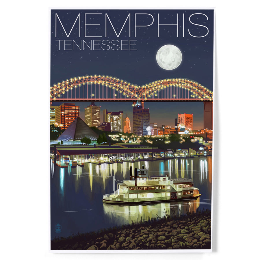 Memphis, Tennessee, Skyline at Night, Art & Giclee Prints Art Lantern Press 
