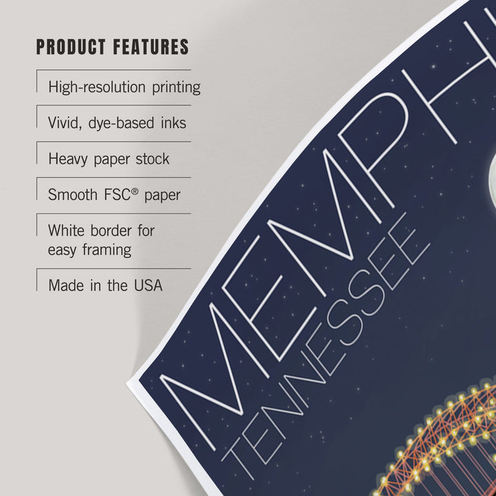 Memphis, Tennessee, Skyline at Night, Art & Giclee Prints Art Lantern Press 