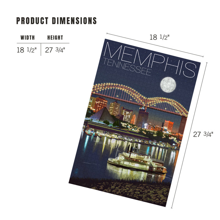 Memphis, Tennessee, Skyline at Night, Jigsaw Puzzle Puzzle Lantern Press 