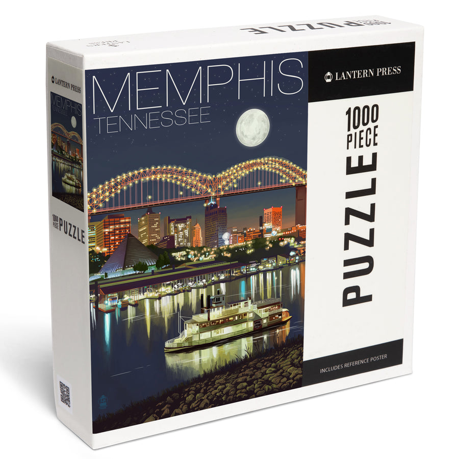 Memphis, Tennessee, Skyline at Night, Jigsaw Puzzle Puzzle Lantern Press 