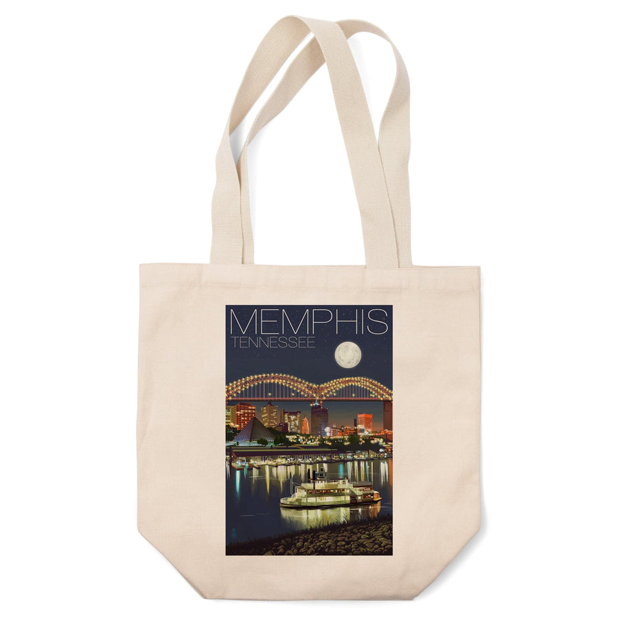 Memphis, Tennessee, Skyline at Night, Tote Bag Totes Lantern Press 