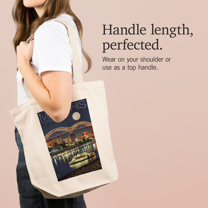 Memphis, Tennessee, Skyline at Night, Tote Bag Totes Lantern Press 