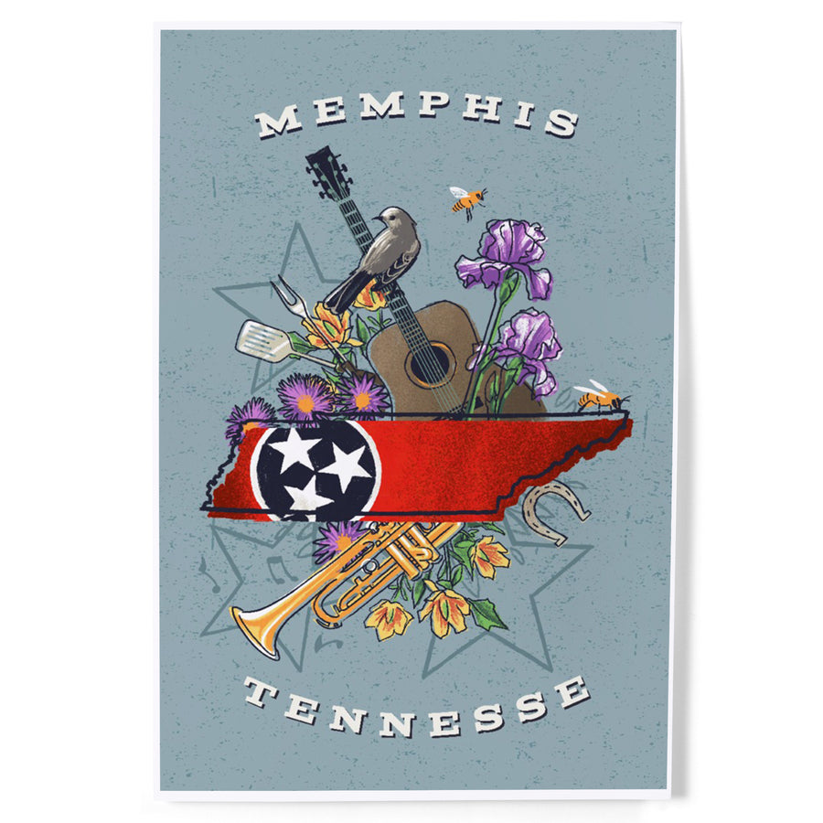 Memphis, Tennessee, State Treasure Trove, Art & Giclee Prints Art Lantern Press 