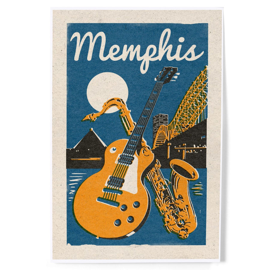 Memphis, Tennessee, Woodblock, Art & Giclee Prints Art Lantern Press 