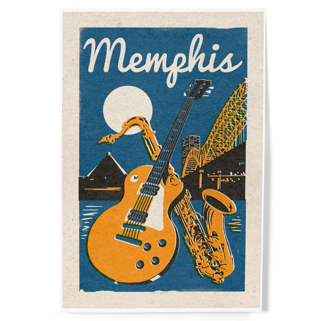 Memphis, Tennessee, Woodblock, Art & Giclee Prints Art Lantern Press 