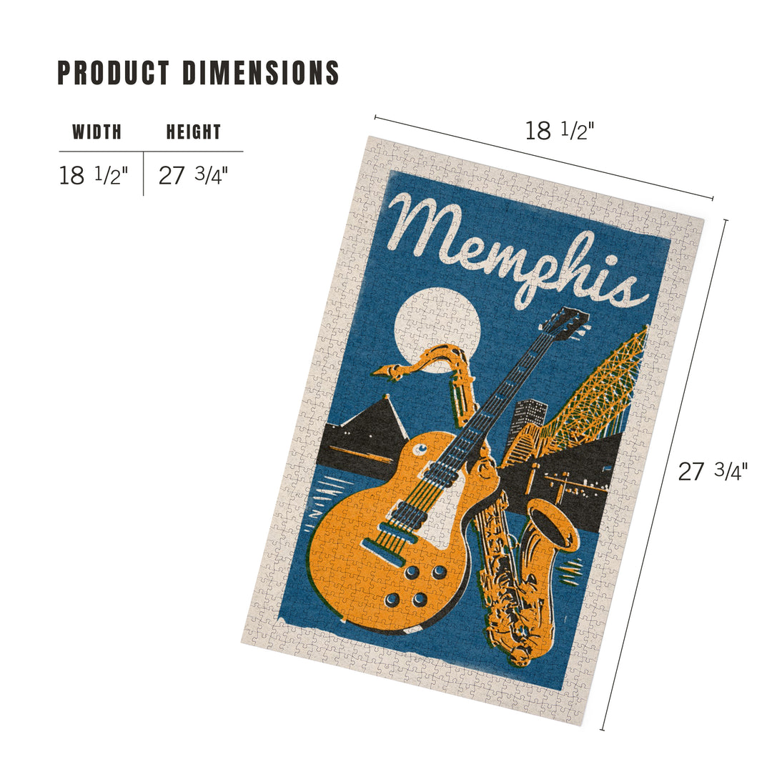Memphis, Tennessee, Woodblock, Jigsaw Puzzle Puzzle Lantern Press 