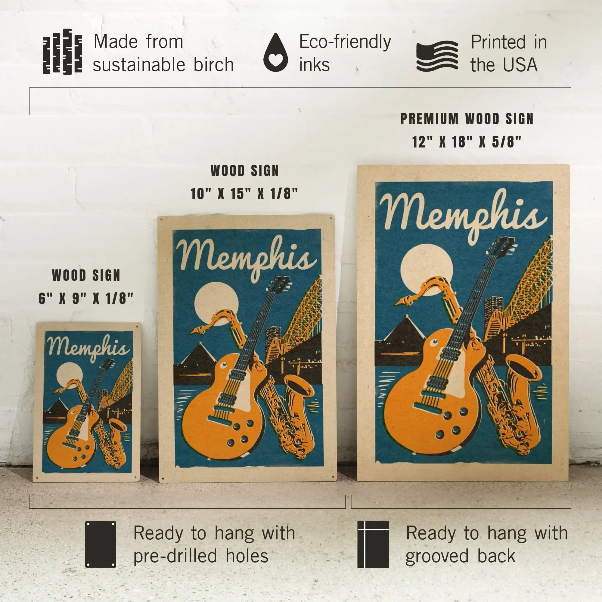 Memphis, Tennessee, Woodblock, Lantern Press Artwork, Wood Signs and P
