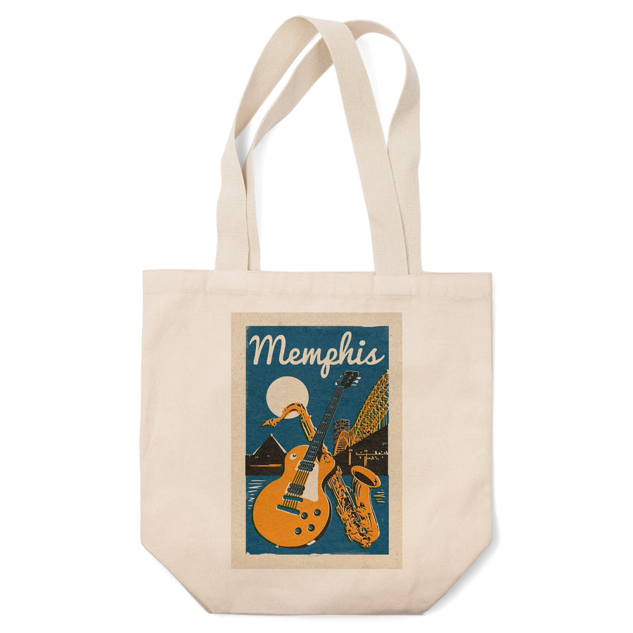 Memphis, Tennessee, Woodblock, Tote Bag Totes Lantern Press 