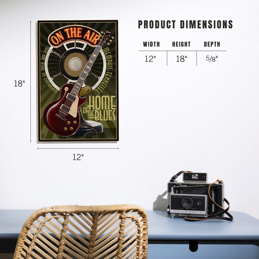 Memphis, Tennesseee, Guitar and Microphone, Lantern Press Artwork, Wood Signs and Postcards Wood Lantern Press 