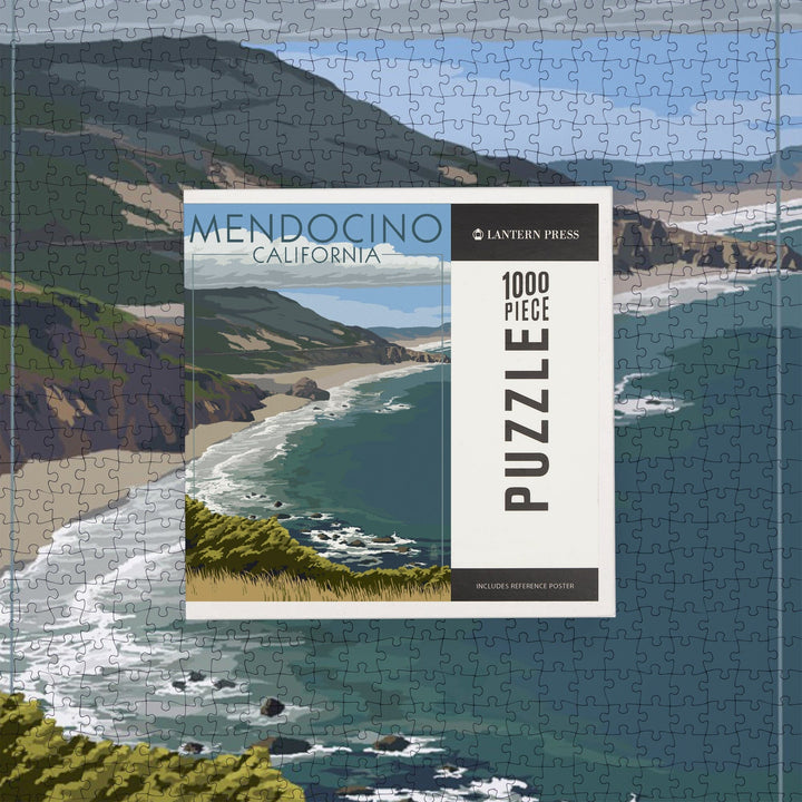 Mendocino, California, Coast Scene, Jigsaw Puzzle Puzzle Lantern Press 