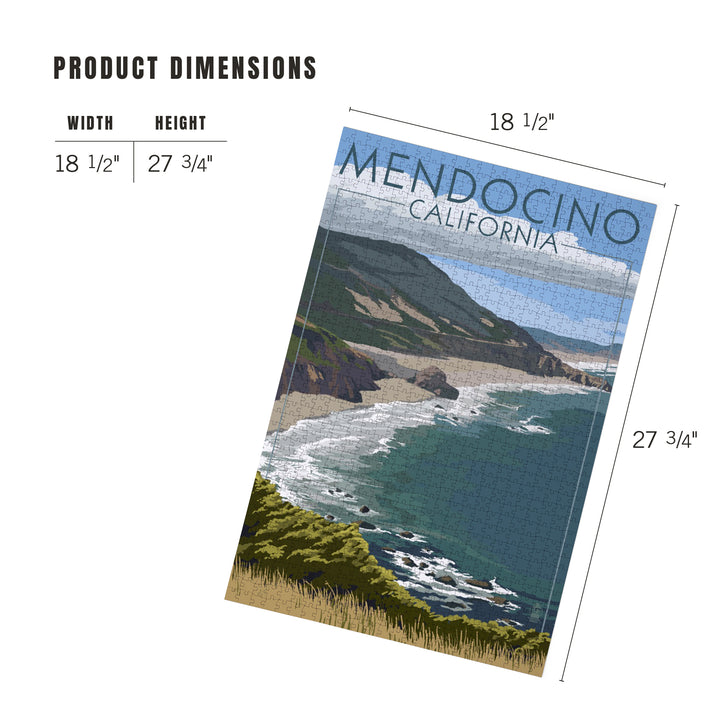 Mendocino, California, Coast Scene, Jigsaw Puzzle Puzzle Lantern Press 
