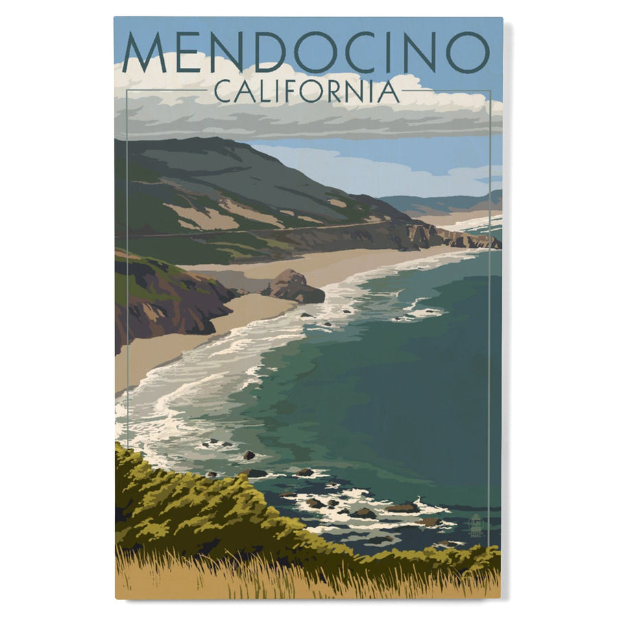 Mendocino, California, Coast Scene, Lantern Press Artwork, Wood Signs and Postcards Wood Lantern Press 