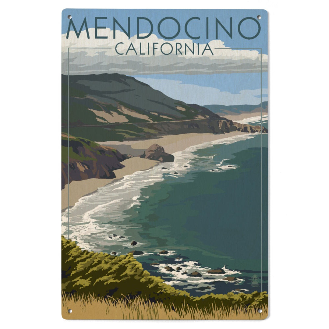 Mendocino, California, Coast Scene, Lantern Press Artwork, Wood Signs and Postcards Wood Lantern Press 