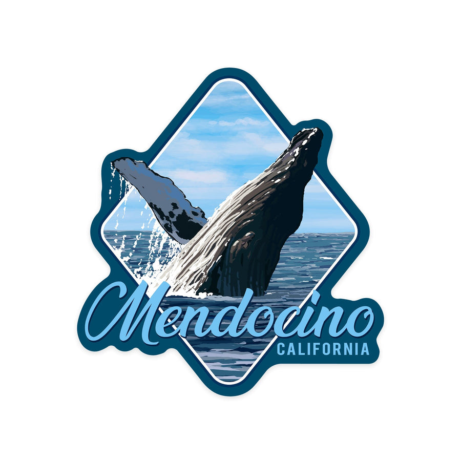 Mendocino, California, Humpback Whale, Contour, Vinyl Sticker Sticker Lantern Press 