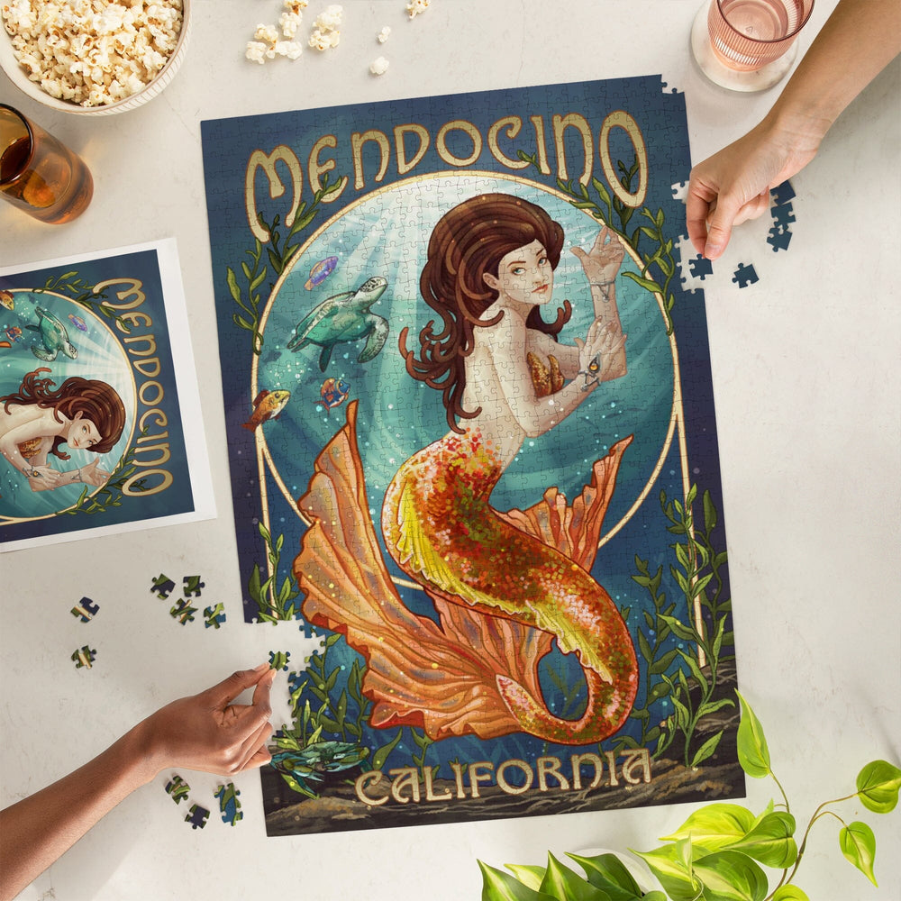 Mendocino, California, Mermaid, Jigsaw Puzzle Puzzle Lantern Press 