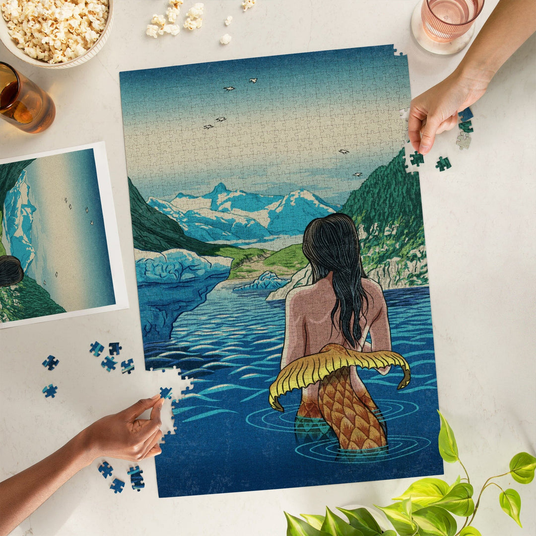 Mermaid and Glaciers, Jigsaw Puzzle Puzzle Lantern Press 