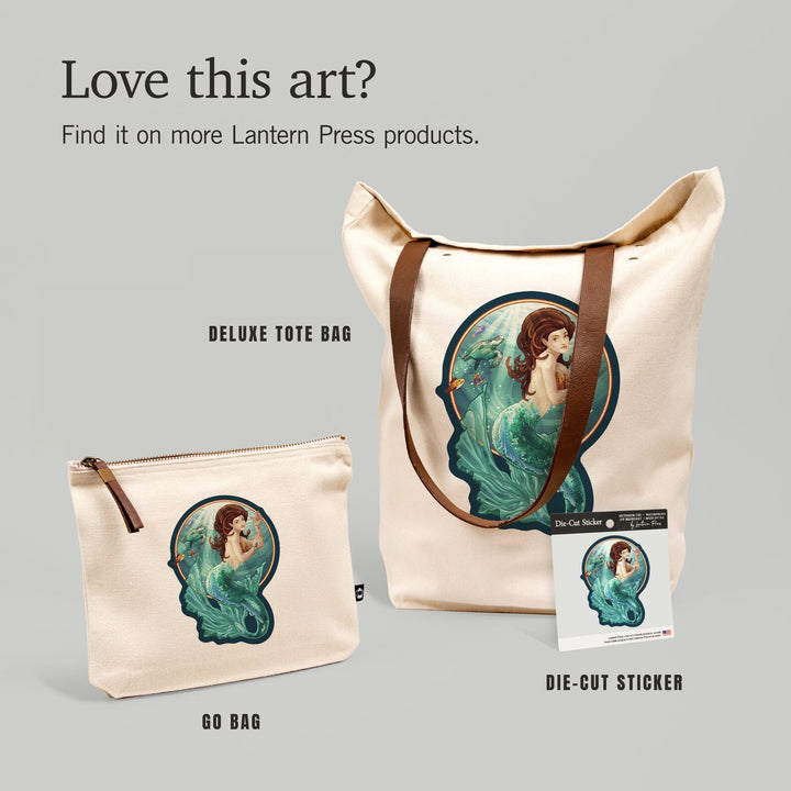 Mermaid, Contour, Lantern Press Artwork, Vinyl Sticker Sticker Lantern Press 