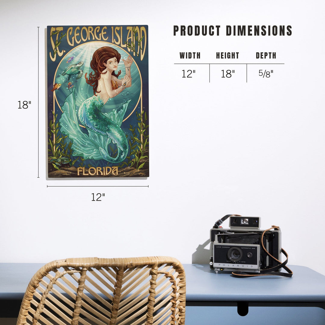 Mermaid, St. George Island, Florida, Lantern Press Poster, Wood Signs and Postcards Wood Lantern Press 