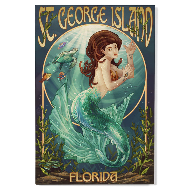 Mermaid, St. George Island, Florida, Lantern Press Poster, Wood Signs and Postcards - Lantern Press