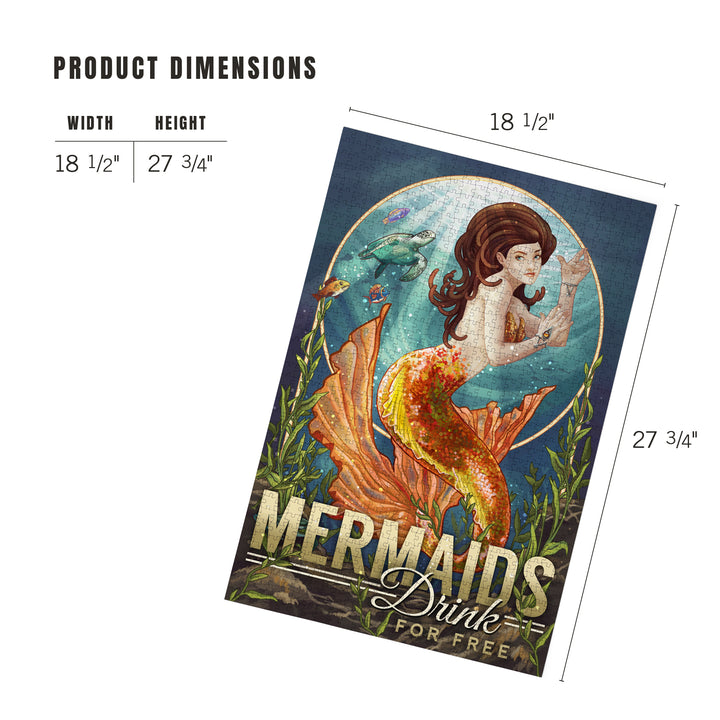 Mermaids Drink for Free, Jigsaw Puzzle Puzzle Lantern Press 