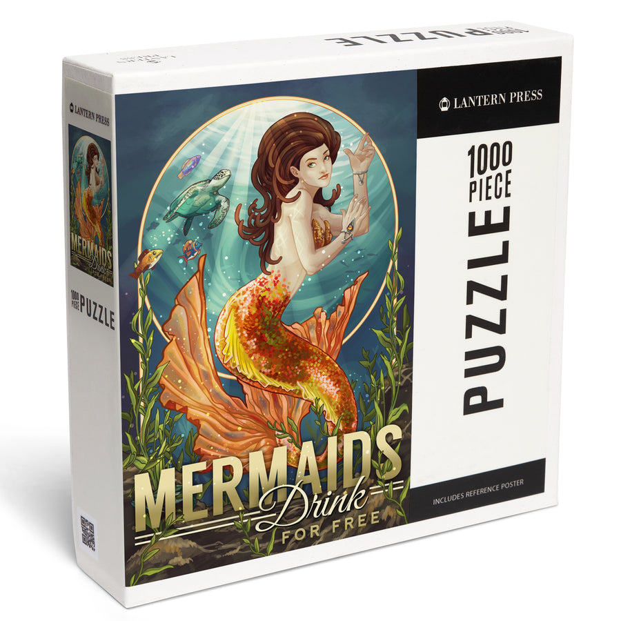 Mermaids Drink for Free, Jigsaw Puzzle Puzzle Lantern Press 