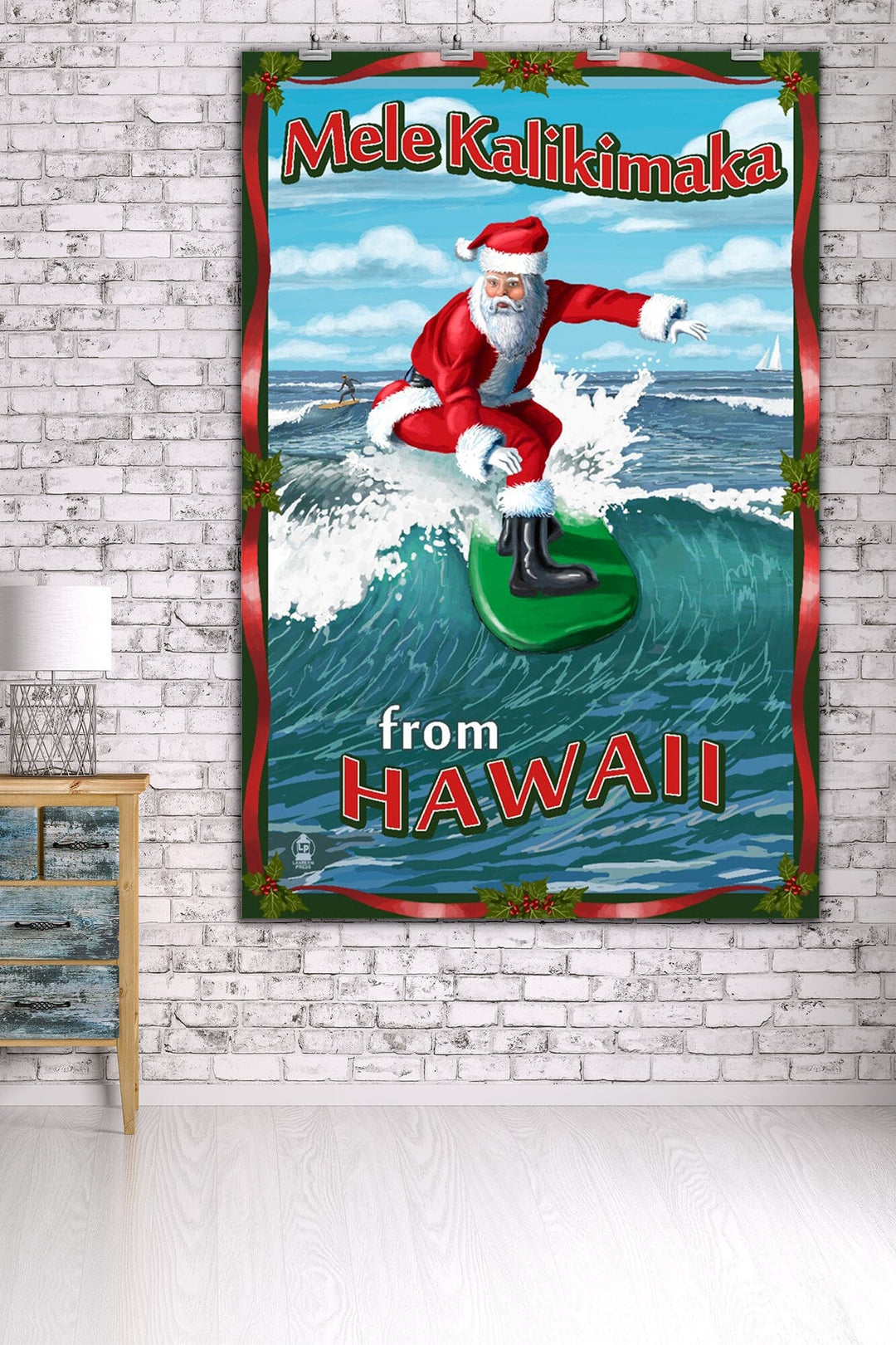 Merry Christmas from Hawaii, Santa Surfing, Art & Giclee Prints Art Lantern Press 36 x 54 Giclee Print 