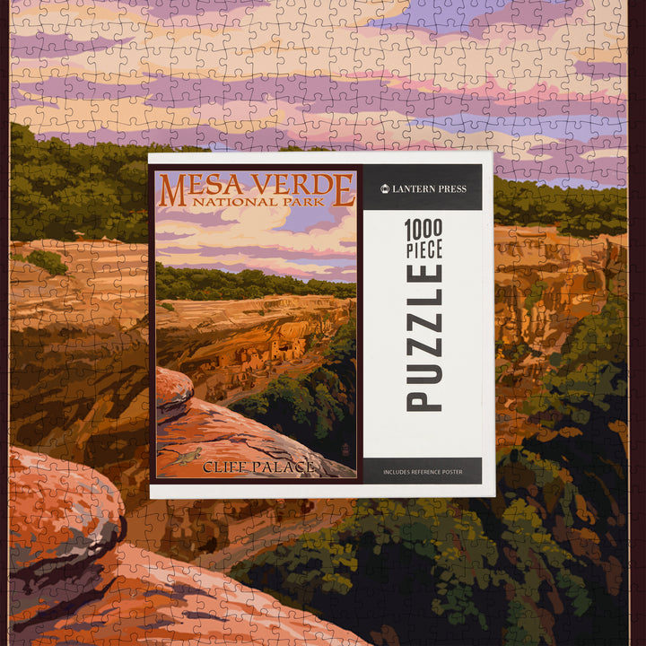 Mesa Verde National Park, Colorado, Cliff Palace at Sunset, Jigsaw Puzzle Puzzle Lantern Press 