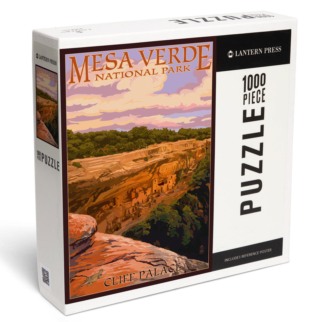 Mesa Verde National Park, Colorado, Cliff Palace at Sunset, Jigsaw Puzzle Puzzle Lantern Press 