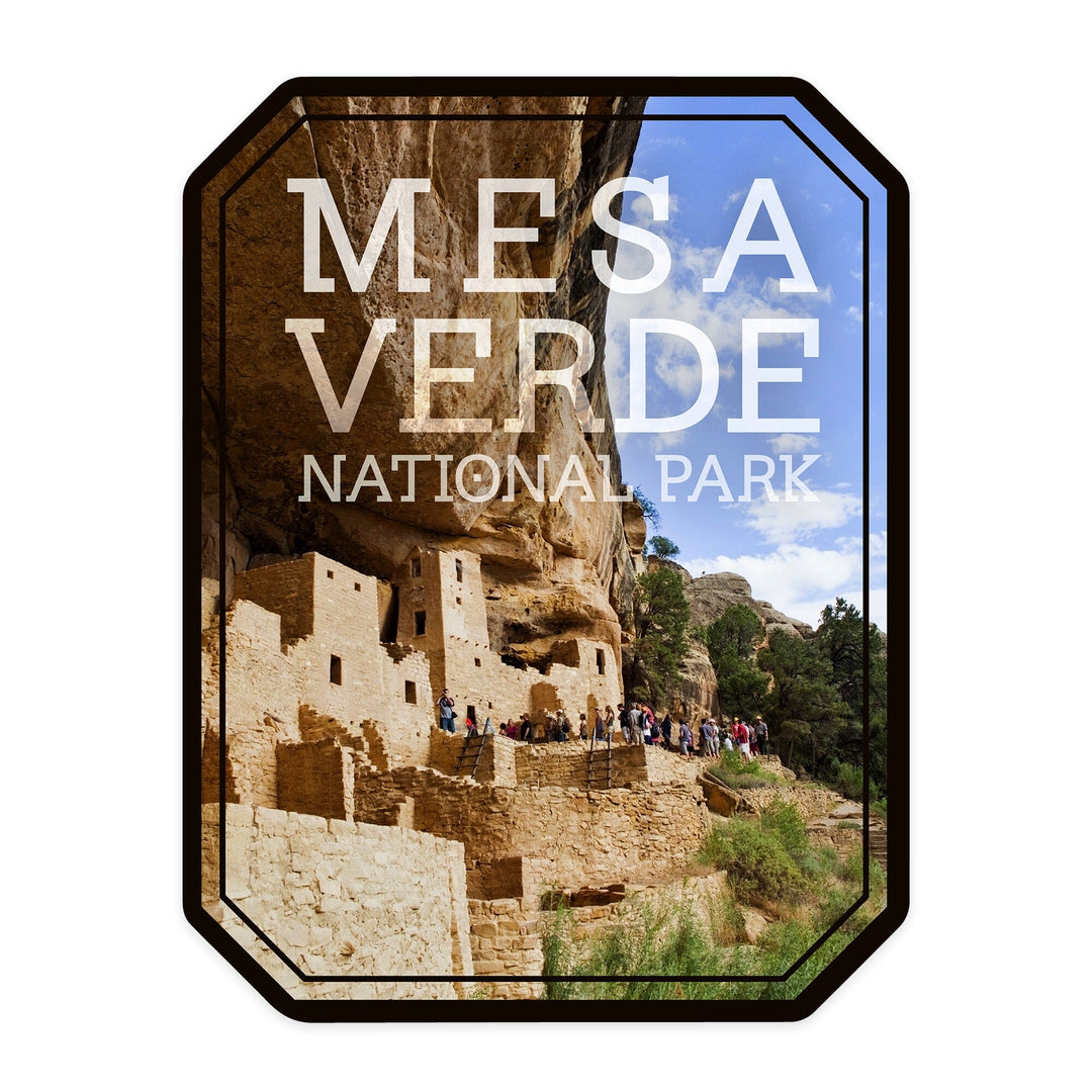 Mesa Verde National Park, Colorado, Cliff Palace, Contour, Photograph, Vinyl Sticker Sticker Lantern Press 