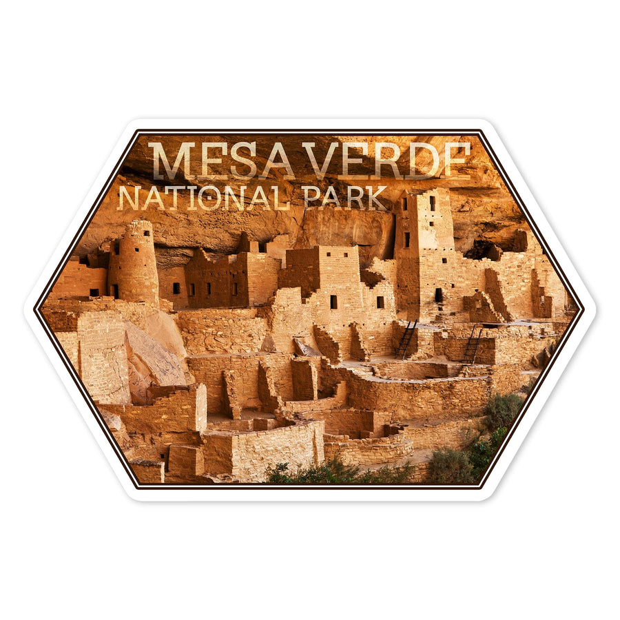 Mesa Verde National Park, Colorado, Cliff Palace, Contour, Photograph, Vinyl Sticker Sticker Lantern Press 