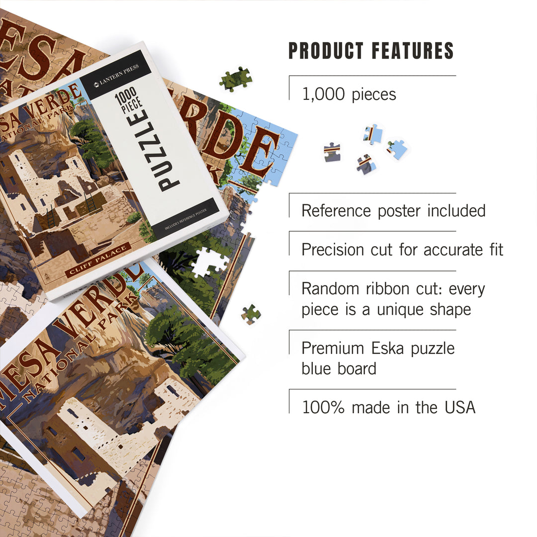 Mesa Verde National Park, Colorado, Cliff Palace, Jigsaw Puzzle Puzzle Lantern Press 