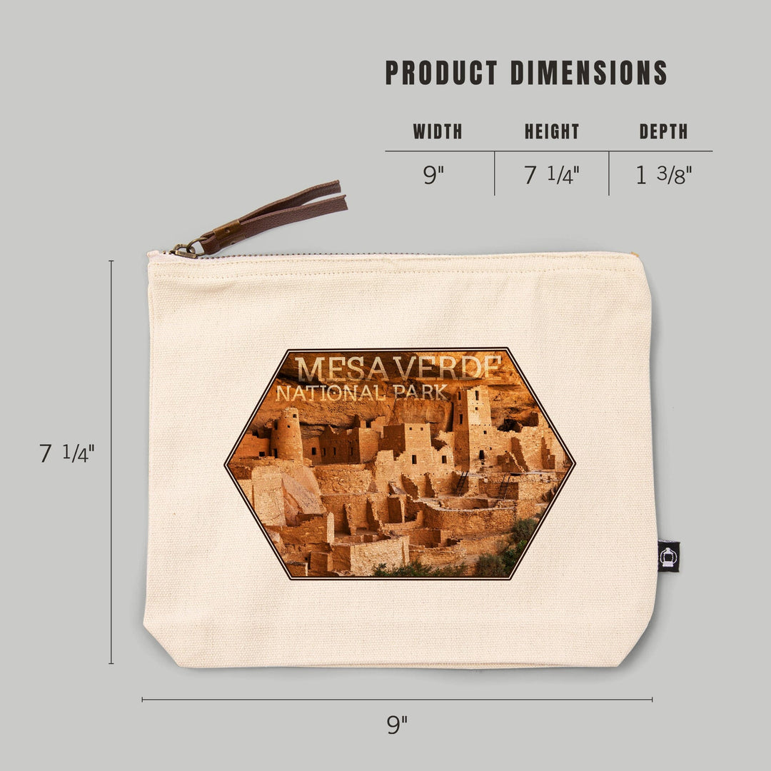 Mesa Verde National Park, Colorado, Cliff Palace, , Photograph, Organic Cotton Zipper Pouch, Go Bag Go Bag Lantern Press 