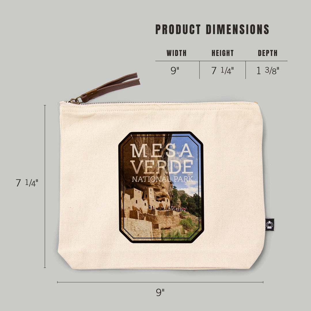 Mesa Verde National Park, Colorado, Cliff Palace, , Photograph, Organic Cotton Zipper Pouch, Go Bag Go Bag Lantern Press 