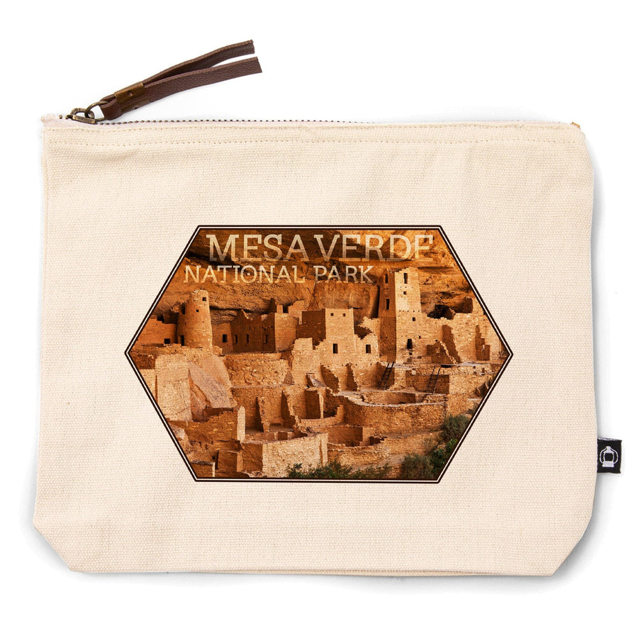 Mesa Verde National Park, Colorado, Cliff Palace, , Photograph, Organic Cotton Zipper Pouch, Go Bag Go Bag Lantern Press 
