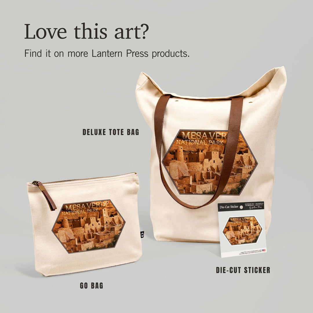 Mesa Verde National Park, Colorado, Cliff Palace, , Photograph, Organic Cotton Zipper Pouch, Go Bag Go Bag Lantern Press 