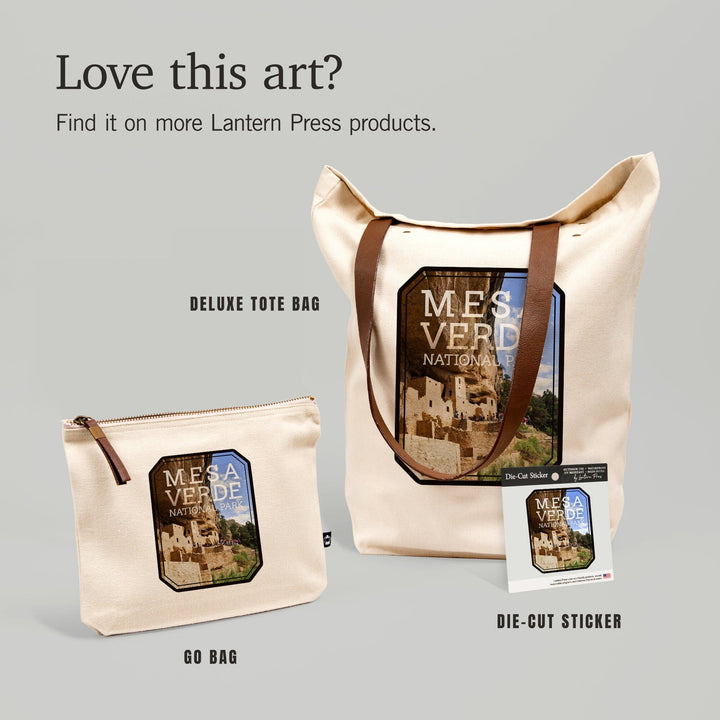 Mesa Verde National Park, Colorado, Cliff Palace, , Photograph, Organic Cotton Zipper Pouch, Go Bag Go Bag Lantern Press 