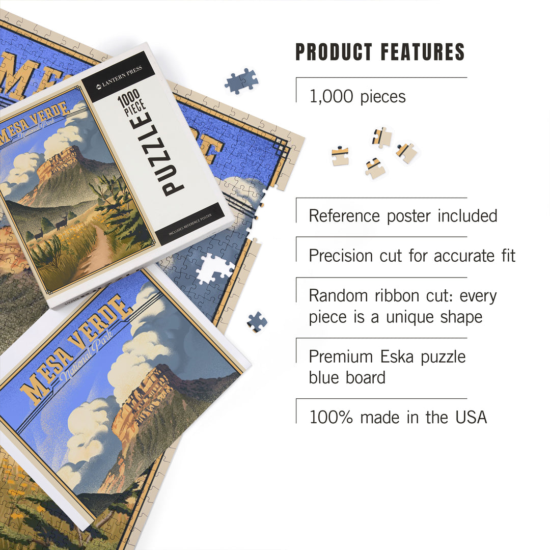 Mesa Verde National Park, Colorado, Lithograph, Jigsaw Puzzle Puzzle Lantern Press 