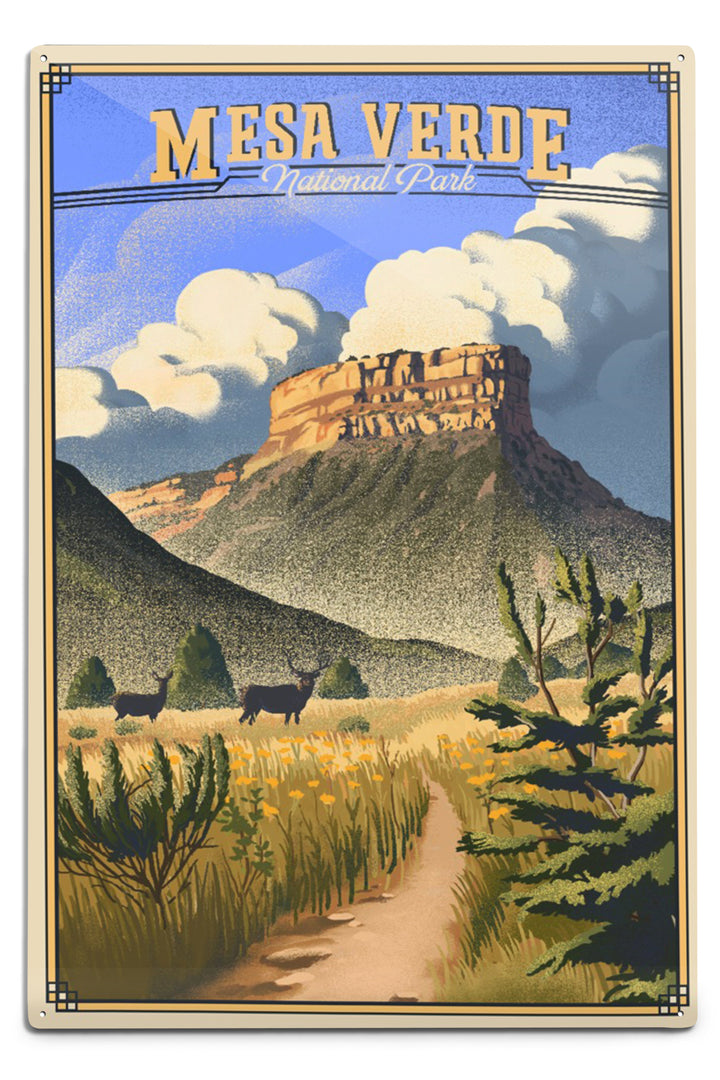 Mesa Verde National Park, Colorado, Lithograph, Metal Signs Metal Lantern Press 6 x 9 Metal Sign 