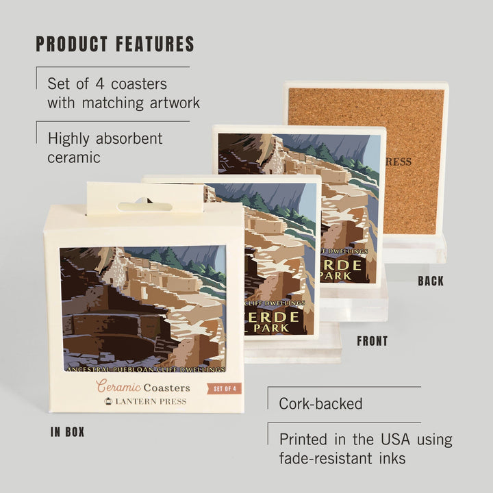 Mesa Verde National Park, Colorado, Long House, Coasters Coasters Lantern Press 