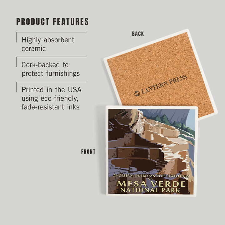 Mesa Verde National Park, Colorado, Long House, Coasters Coasters Lantern Press 