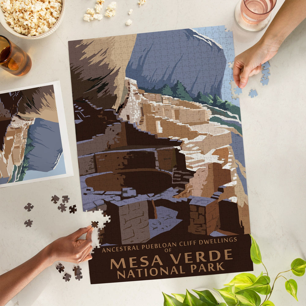 Mesa Verde National Park, Colorado, Long House, Jigsaw Puzzle Puzzle Lantern Press 