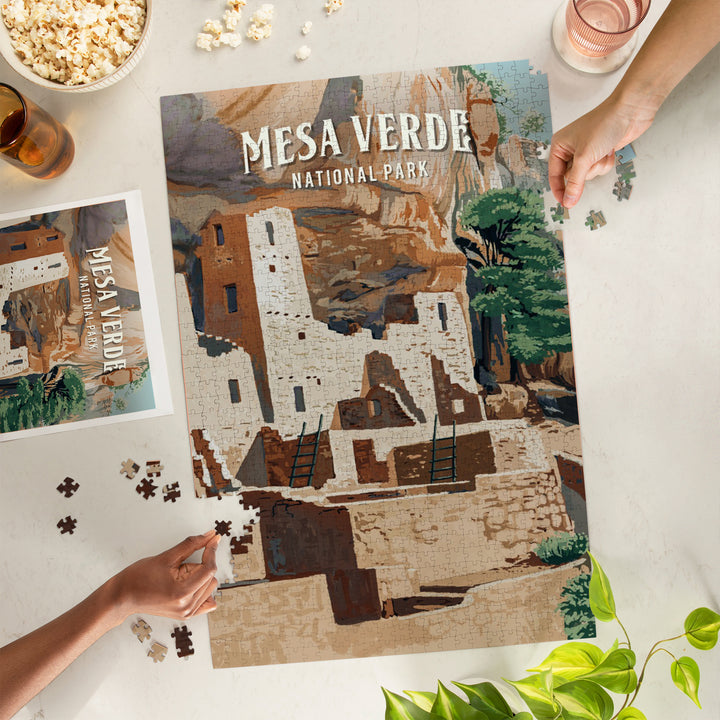 Mesa Verde National Park, Colorado, Painterly National Park Series, Jigsaw Puzzle Puzzle Lantern Press 