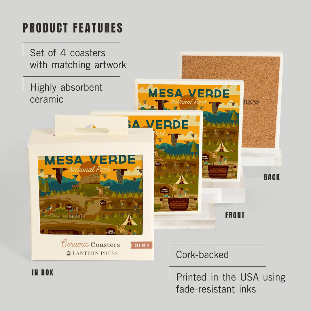 Mesa Verde National Park, Geometric National Park Series, Coasters Coasters Lantern Press 