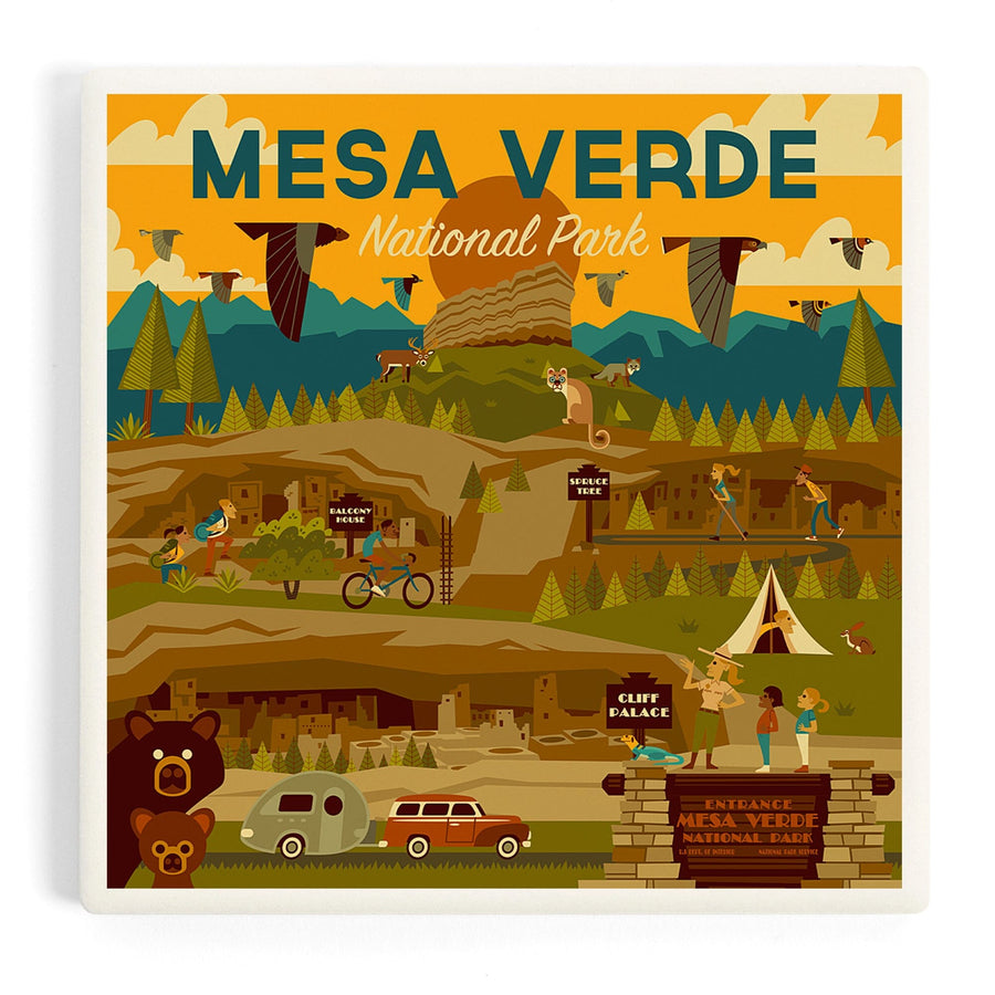 Mesa Verde National Park, Geometric National Park Series, Coasters Coasters Lantern Press 