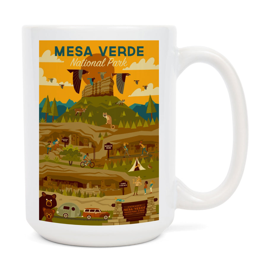 Mesa Verde National Park, Geometric National Park Series, Lantern Press Artwork, Ceramic Mug Mugs Lantern Press 