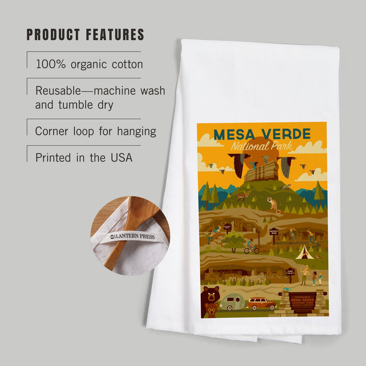 Mesa Verde National Park, Geometric National Park Series, Organic Cotton Kitchen Tea Towels Kitchen Lantern Press 